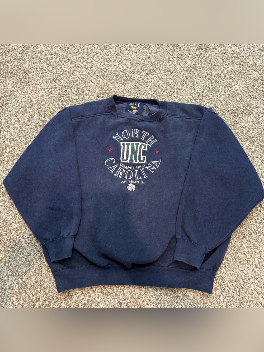 🔥Vintage 90s Galt Crew UNC Tar Heels Embroidered Plaid Sweatshirt M